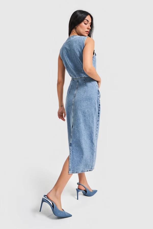 დენიმი, ჯინსი Women's Denim Dress IT'S BASIC 2kadin-snow-kot-rengi-yirtmac-detayli-denim-elbise-15175.jpg