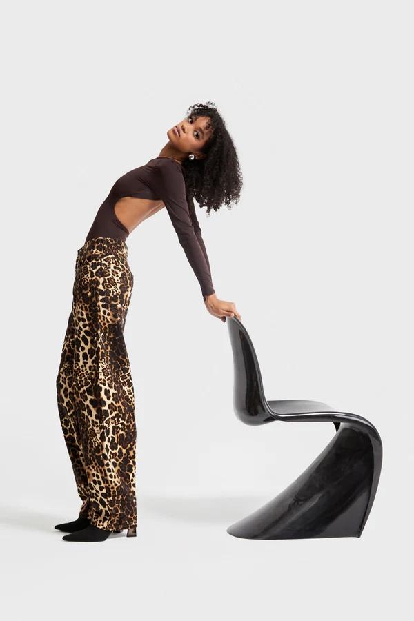 დენიმი, ჯინსი Women's Denim Jeans IT'S BASIC 3kadin-leopar-renk-skater-fit-bol-kesim-denim-18044.jpg