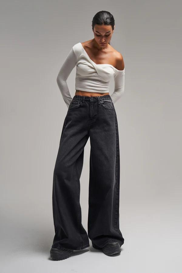 დენიმი, ჯინსი Women's Denim Jeans IT'S BASIC kadin-koyu-fume-renk-palazzo-fit-beli-lastikli-denim-16545.jpg