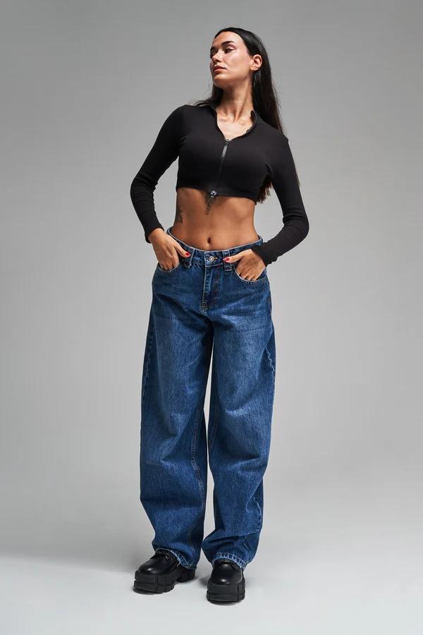 დენიმი, ჯინსი Women's Denim Jeans IT'S BASIC 12kadin-koyu-mavi-renk-baggy-balloon-fit-bol-kesim-denim-17931.jpg