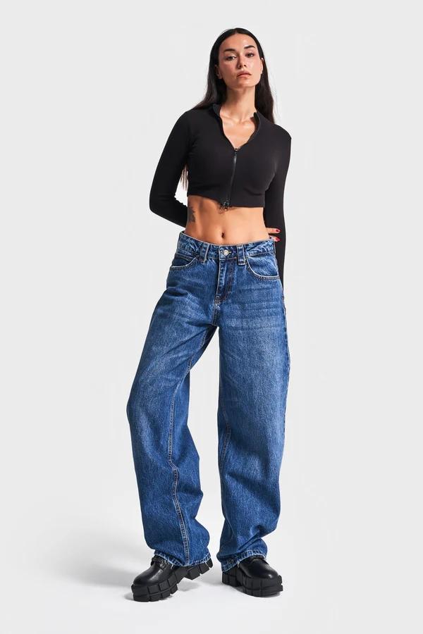 დენიმი, ჯინსი Women's Denim Jeans IT'S BASIC 43kadin-koyu-mavi-renk-baggy-balloon-fit-bol-kesim-denim-17927.jpg