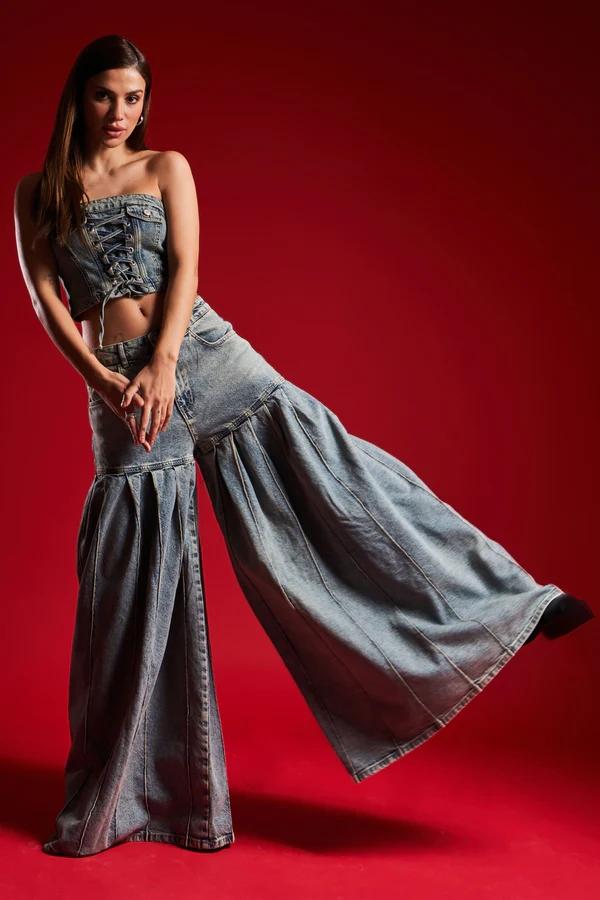 დენიმი, ჯინსი Women's Denim Jeans IT'S BASIC kadin-t-kot-rengi-4s5-75-super-bol-kesim-elaphant-leg-100-koton-tasarim-denim-jean-20060.jpg