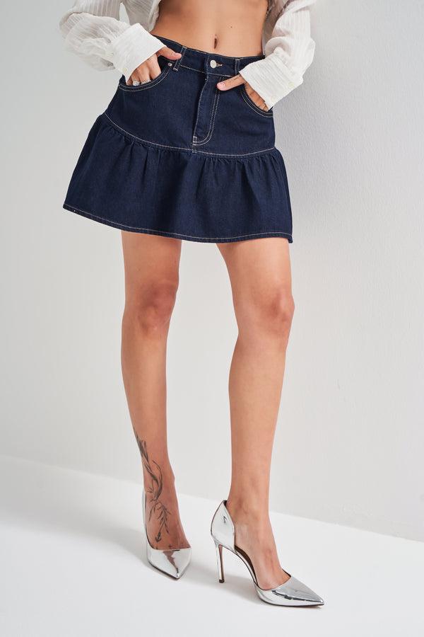 დენიმი, ჯინსი Women's Denim Skirt IT'S BASIC 4kadin-koyu-mavi-renk-1s5-50-volanli-super-mini-100-koton-denim-etek-19606.jpg