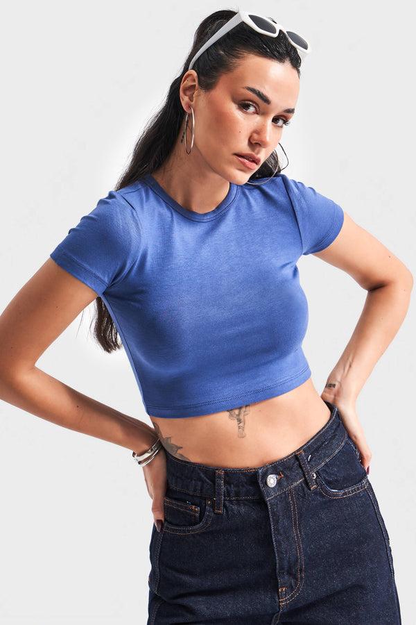 მაისური, ტოპი Women's T-Shirt IT'S BASIC 1kadin-indigo-renk-s5-super-esnek-kumas-crop-fit-top-20250.jpg მაისური, ტოპი Women's T-Shirt IT'S BASIC 1kadin-indigo-renk-s5-super-esnek-kumas-crop-fit-top-20250.jpg