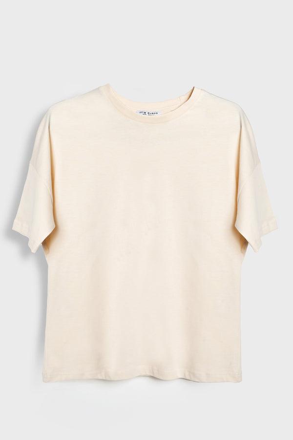 მაისური, ტოპი Women's T-Shirt IT'S BASIC kadin-bej-renk-s5-bisiklet-yaka-basic-t-shirt-20314.jpg