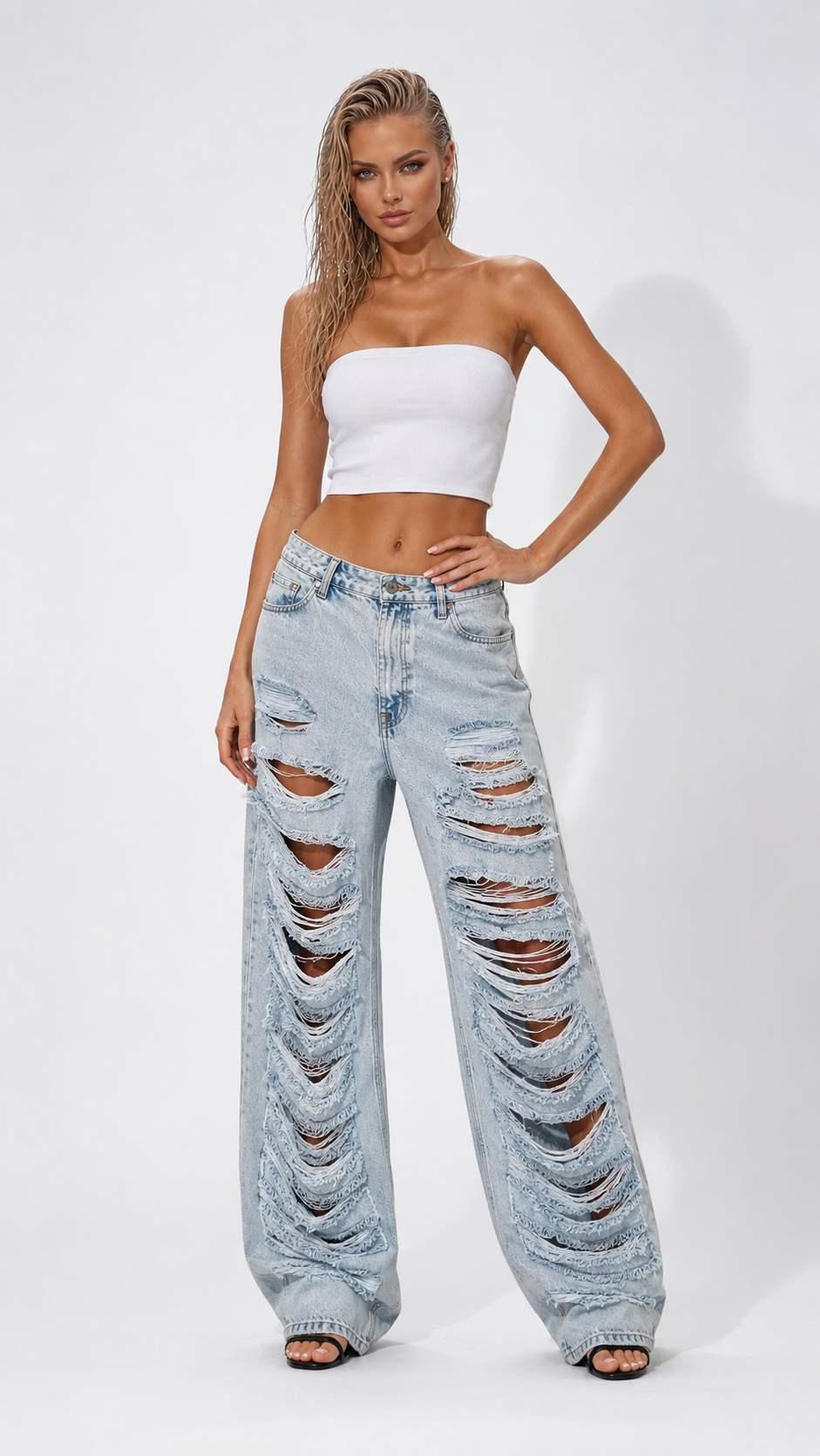 დენიმი, ჯინსი Women's Denim Destroyed Denim IT'S BASIC image067.jpg