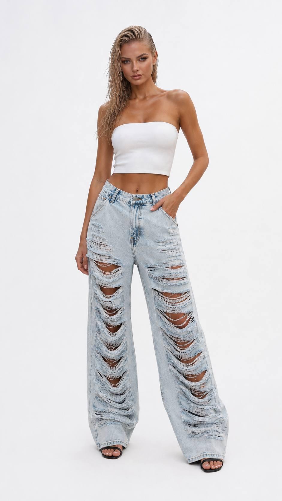დენიმი, ჯინსი Women's Denim Destroyed Denim IT'S BASIC image071.jpg