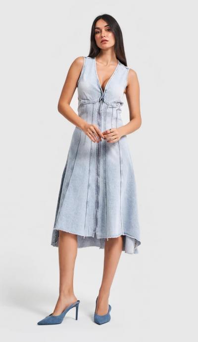 Women's Denim Dress IT'S BASIC  1kadin-snow-kot-rengi-fermuarli-can-form-denim-elbise-15169.jpg