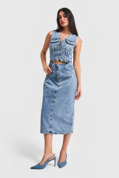 Women's Denim Dress IT'S BASIC  1kadin-snow-kot-rengi-yirtmac-detayli-denim-elbise-15173.jpg