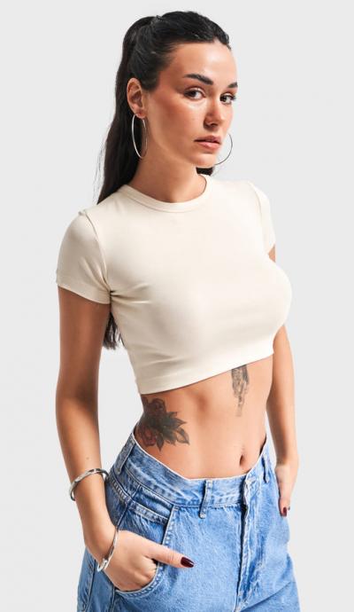 Women's T-Shirt IT'S BASIC  11kadin-bej-renk-s5-super-esnek-kumas-crop-fit-top-20406.jpg