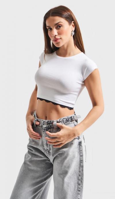 Women's T-Shirt IT'S BASIC  1kadin-beyaz-renk-dantel-detayli-ful-esnek-crop-body-20650.jpg