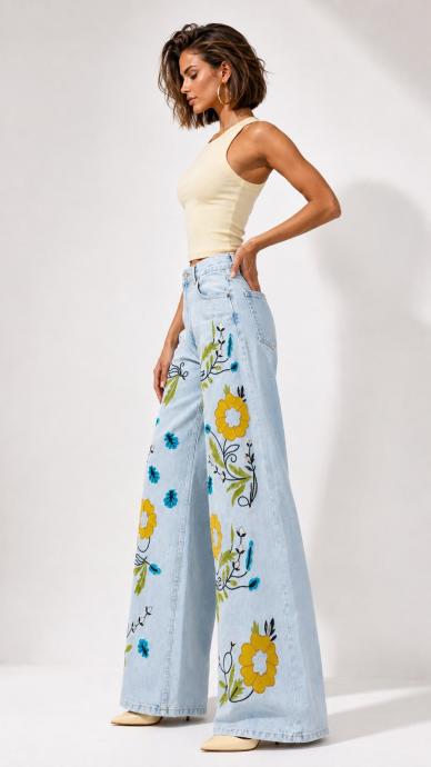 Women's Denim Jeans Palazzo Fit IT'S BASIC  Photo 2